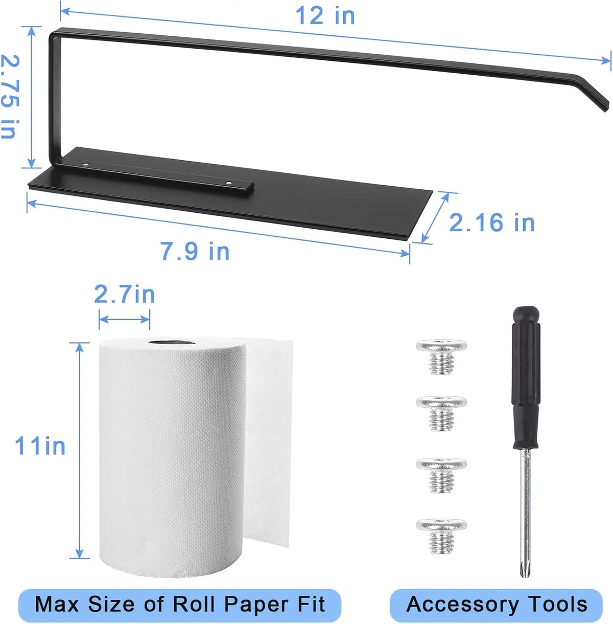 Paper Towel Holder, Magnetic Paper Towel Holder for Fridge, Toilet Paper Roll Holder Magnet Towel Rack Wall Mount Fridge Organizer for Paper Towels Rolls Bathroom Pantry RV Kitchen Storage
