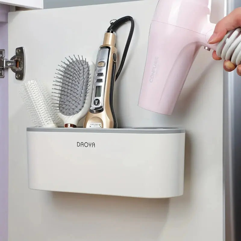 1Pcs Hair Dryer Holder - Bathroom Hair Tool Organizer, Bathroom Organizing Accessories, Hair Dryer Holder Inside Cabinet Door, Storage Rack For Curling Iron, Straightener & Styling Tools, Bathroom Gadgets
