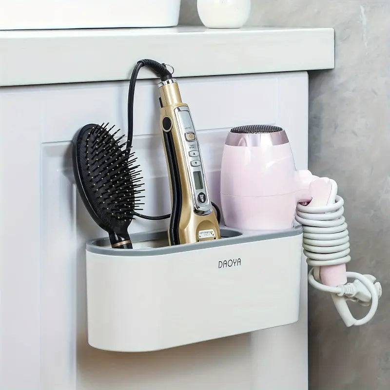 1Pcs Hair Dryer Holder - Bathroom Hair Tool Organizer, Bathroom Organizing Accessories, Hair Dryer Holder Inside Cabinet Door, Storage Rack For Curling Iron, Straightener & Styling Tools, Bathroom Gadgets