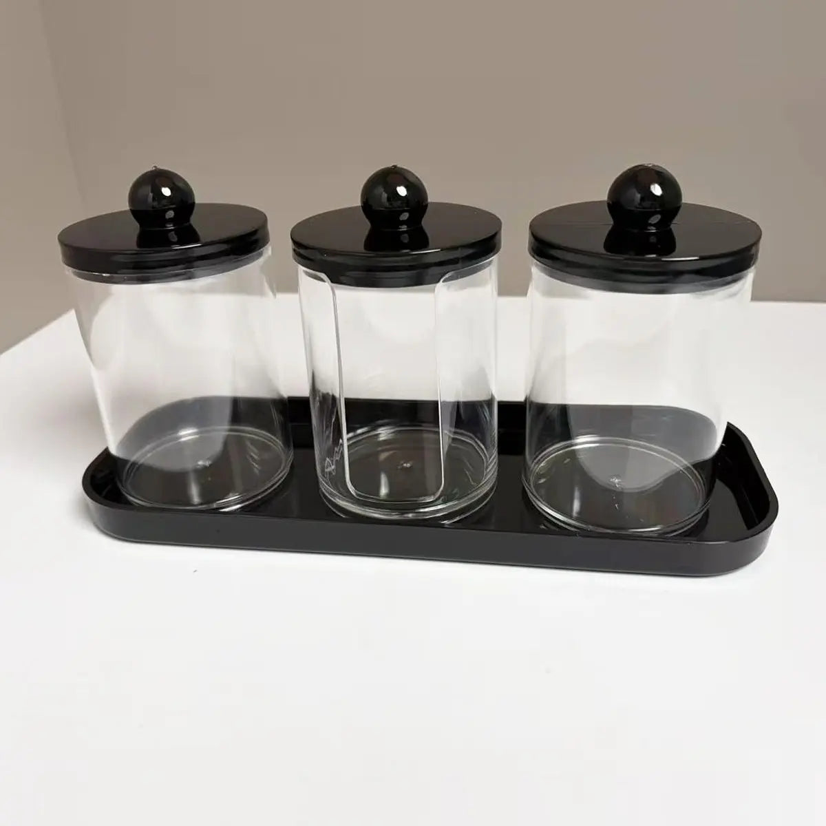 3 Piece Bathroom Cotton Swab Holder Set, Round Cotton Swab Stand with Tray, Medicine Can Storage Box, Tooth Flosser, Cotton Balls, Pads, Bathroom Accessories Organizer, Bathroom Accessory Set, Modern Bathroom Accessories, Restroom Accessories