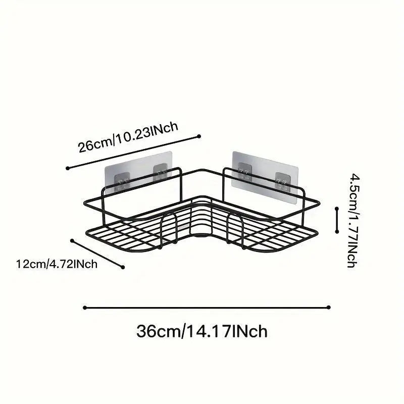 1pc Wall Mounted Bathroom Storage Rack, Punch-free Bathroom Shelf, Wall Hanging Corner Shower Caddy, No Punching Triangle Storage Rack, Bathroom Accessories, Bathroom Organizer