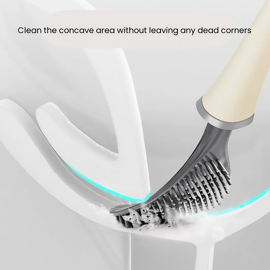 UFORU Wall Mount Toilet Brush with Flexible Silicone Head - 16.73in Long Handle Bathroom Cleaner, No blind spot,Easy to clean Cleaning