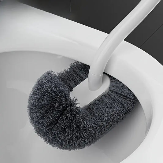 Ergonomic Long Handle ABS Plastic Toilet Brush with C-Type Head & Holder, Bathroom Toilet Wand for Deep Clean, Corner Reach & Bacteria Removal, Hygienic Lightweight Portable Durable Home Accessory Cleaner, Ergonomic Grip, Less Strain
