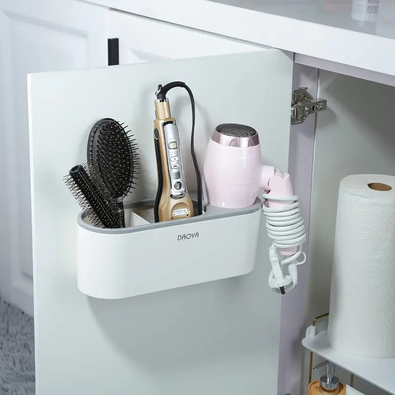 1Pcs Hair Dryer Holder - Bathroom Hair Tool Organizer, Bathroom Organizing Accessories, Hair Dryer Holder Inside Cabinet Door, Storage Rack For Curling Iron, Straightener & Styling Tools, Bathroom Gadgets