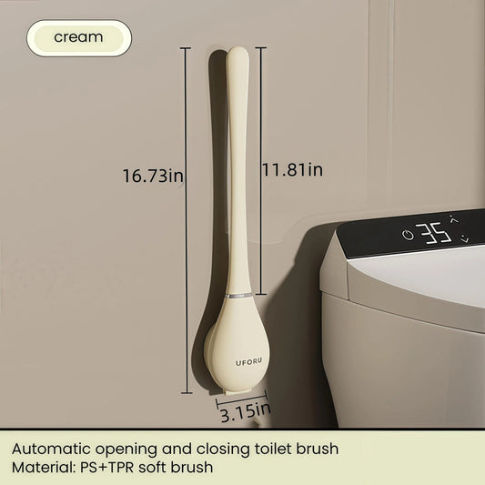 UFORU Wall Mount Toilet Brush with Flexible Silicone Head - 16.73in Long Handle Bathroom Cleaner, No blind spot,Easy to clean Cleaning