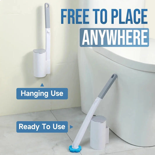 Disposable Antifouling Toilet Wand and Holder Set with Plastic-Silicone Long Handle, 48 Cleaner Replacement Heads, 3-Layer Structure Brush for Household Toilet Bowl Cleaning (Blue, Ocean Fresh Scent) by Sohochic