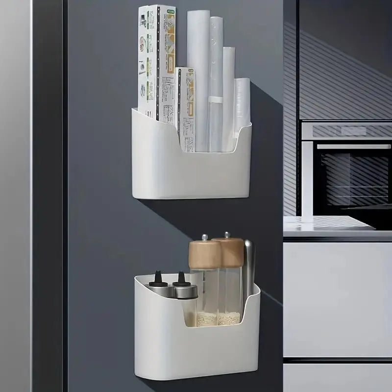 Wall Mounted Storage Box, 1 Count Punch Free Cabinet Door Storage Box, Storage Organizer for Kitchen Bathroom Office Bedroom, Home Organizer, Bathroom Organization