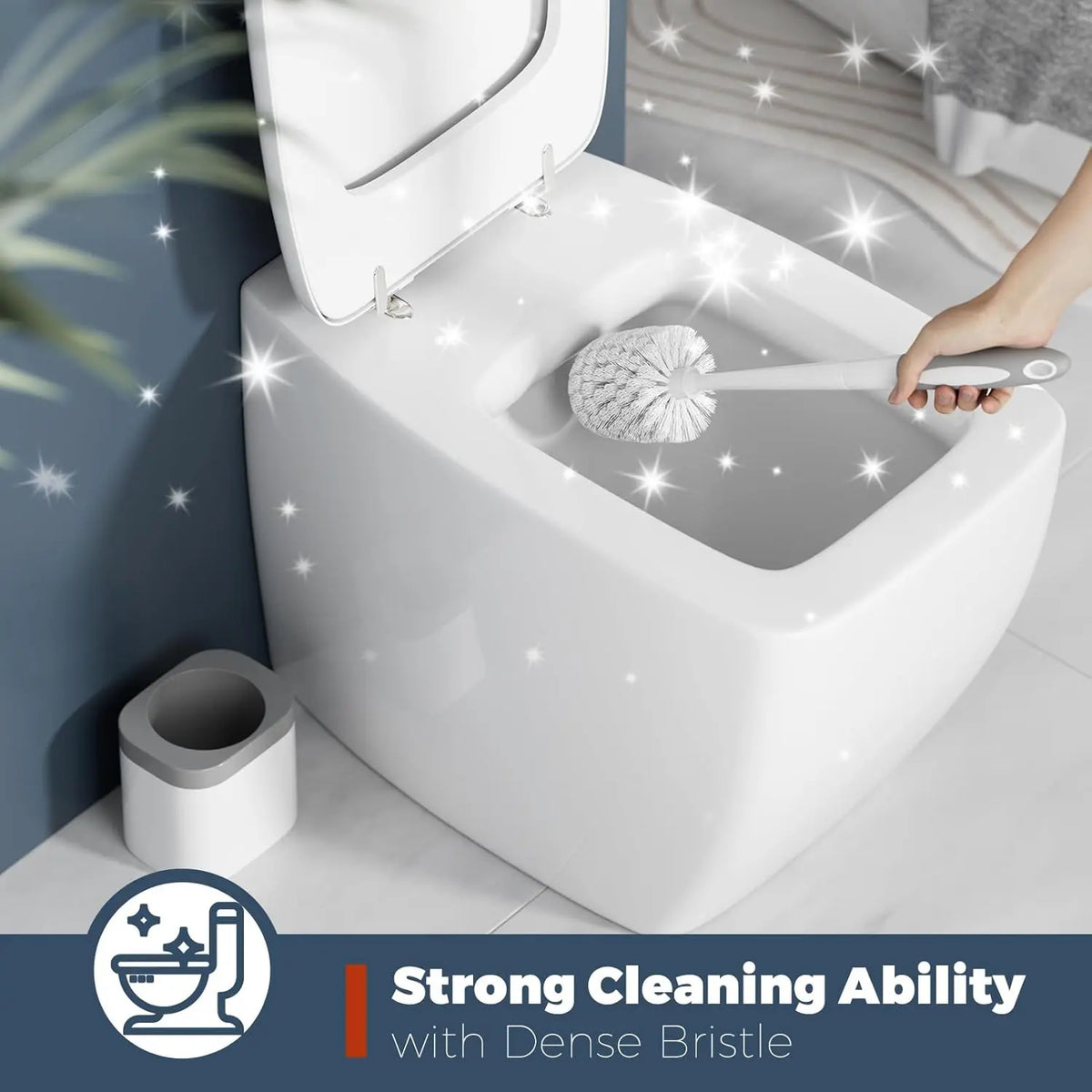 Toilet Brush, 2 Pack Toilet Brush and Holder Set Bathroom Accessories, Toilet Bowl Brush and Holder for Bathroom, White