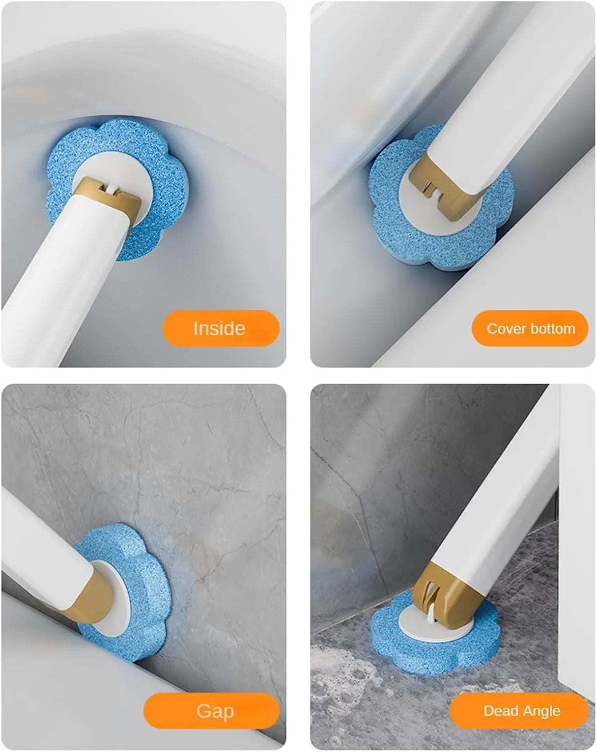 Household Disposable Toilet Brush Set - Wall-Mountable Glass Silicone Cleaning Wand (1 Set with 18 Pcs Brushheads), Push-Button Switch, Quick Cleaning, Adhesive Tabs, Multiple Scents, for Bathrooms Daily Use, Sohochic