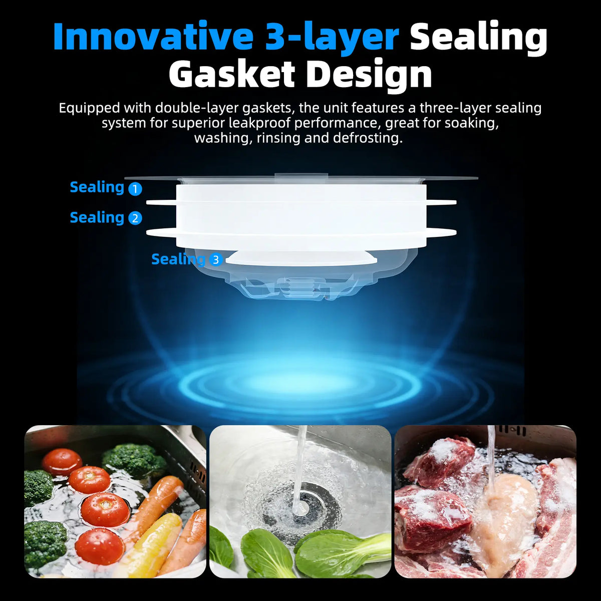 Hibbent Upgraded 3 in 1 Kitchen Sink Drain Strainer, Stainless Steel Pop Up Sink Stopper, Larger Anti-Clogging Basket, 3-Layer Seal, Detachable Drain Plug for US Standard 3-1/2" Drain, Matte Black, Fast Drains, Larger Basket