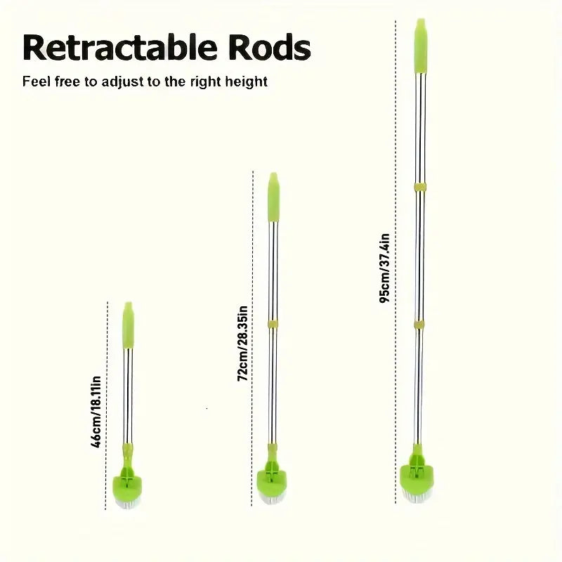 1set Long Handle Shower Cleaning Brush, 2-In-1 Extendable Bathtub and Tile Floor Mop, 3 Sponge Heads & Hard Bristles, Bathroom Kitchen Cleaner Tool, Bathroom Accessory, Multipurpose Brush, Bathroom Scrubber