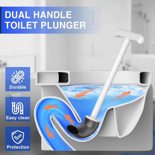 Snofrid Upgraded Toilet Plunger with Hideaway Wall-Mounted Caddy, Dual-Hand Grip, 360° Deep Clean Function, Auto Vent Cap, Compact Durable Build, Built-In Drip Tray, Easy-To-Clean White Bathroom Gadget for Home Upgrade