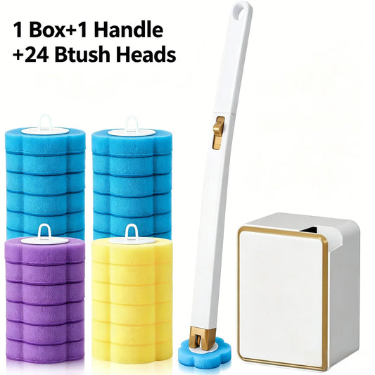 Nifogo Durable Toilet Brush Set with Wall-Mount Holder & 24 Cleaner Refills, Multifunctional Bathroom Toilet Brush & Plungers Kit for Sink, Bathtub Drain Cleaning