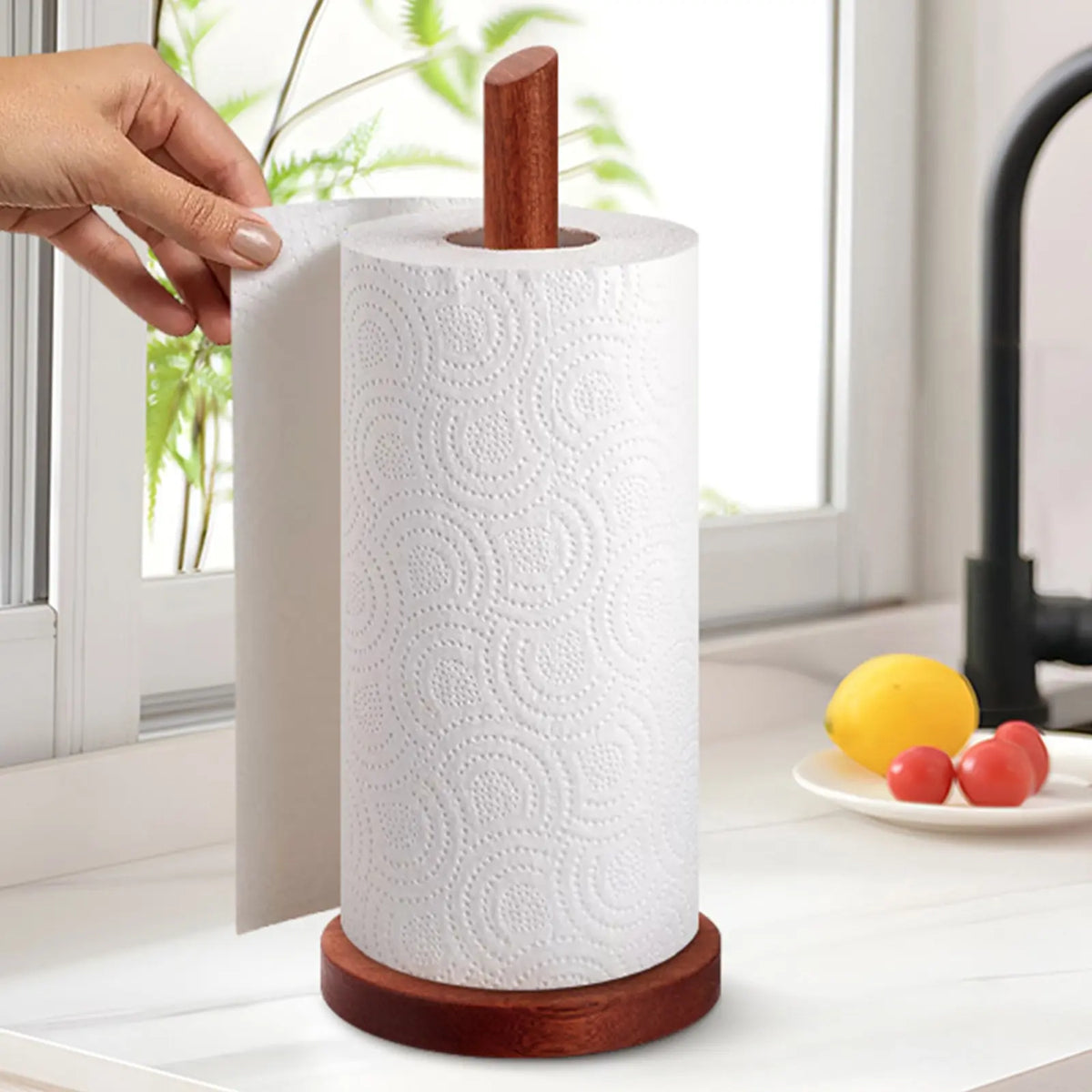 Wooden Countertop Kitchen Paper Towel Holder, Real Wood Paper Towel Storage Rack, Paper Towel Dispenser for Kitchen Organization, Toilet Paper Holder