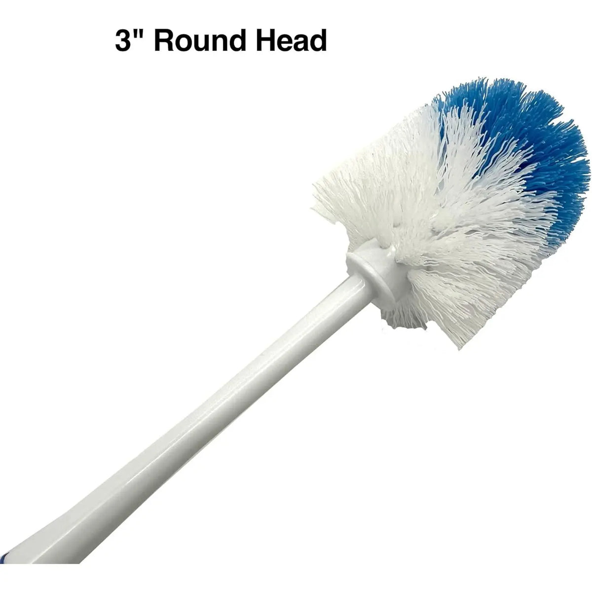 Synthetic Round Plastic Toilet Brush with Handle - 15in Length, 3in Width, Durable, Rust-Resistant, Reduces Discomfort, Supports Thorough Bathroom Cleaning, Reaches Hard Areas (Ideal for Bathroom Owners, No Flimsy Build Issues) by Sohochic