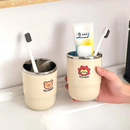 304 Stainless Steel Bathroom Tumbler - Lightweight, Portable, Reusable Cup for Commute Travel, Toothpaste & Toothbrush Storage, Mouthwash Use