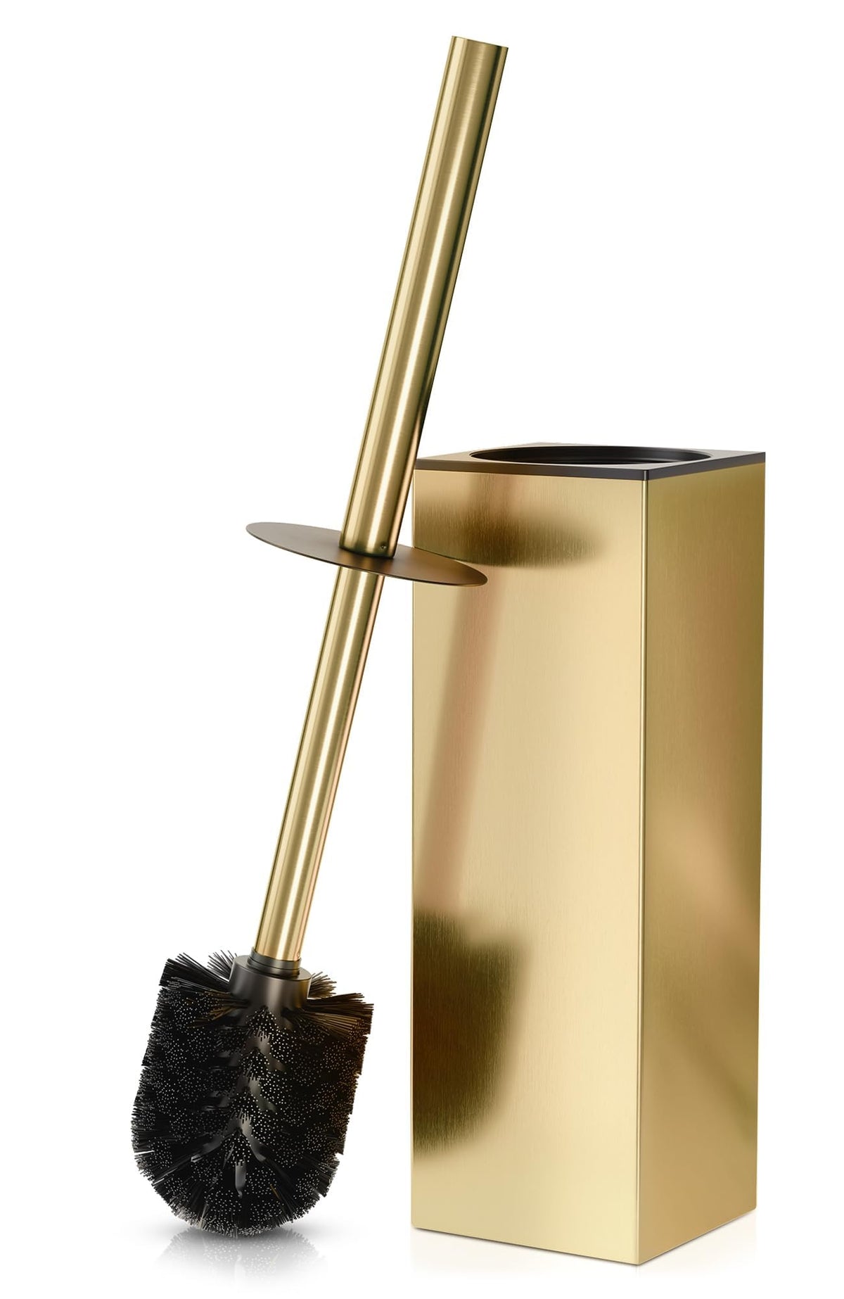 Gold Toilet Brush and Holder Set, Freestanding (Square Shape)