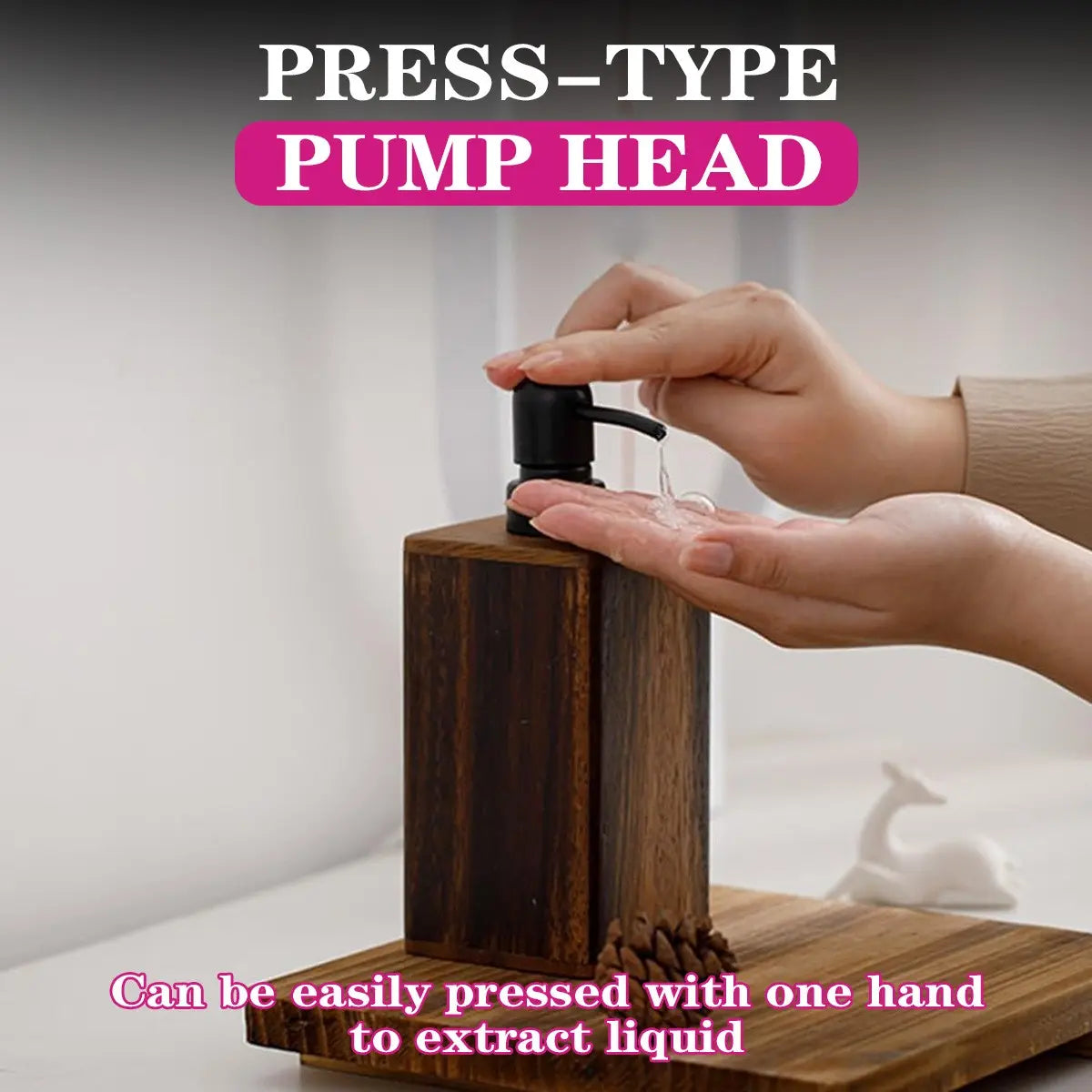 Solid Wood Soap Dispenser with Pump, 7/14oz Walnut Wood Refillable Hand Soap Pump, Lotion Dispenser, Wooden Bathroom & Kitchen Accessories, Bathroom Gadgets, Bathroom Accessory