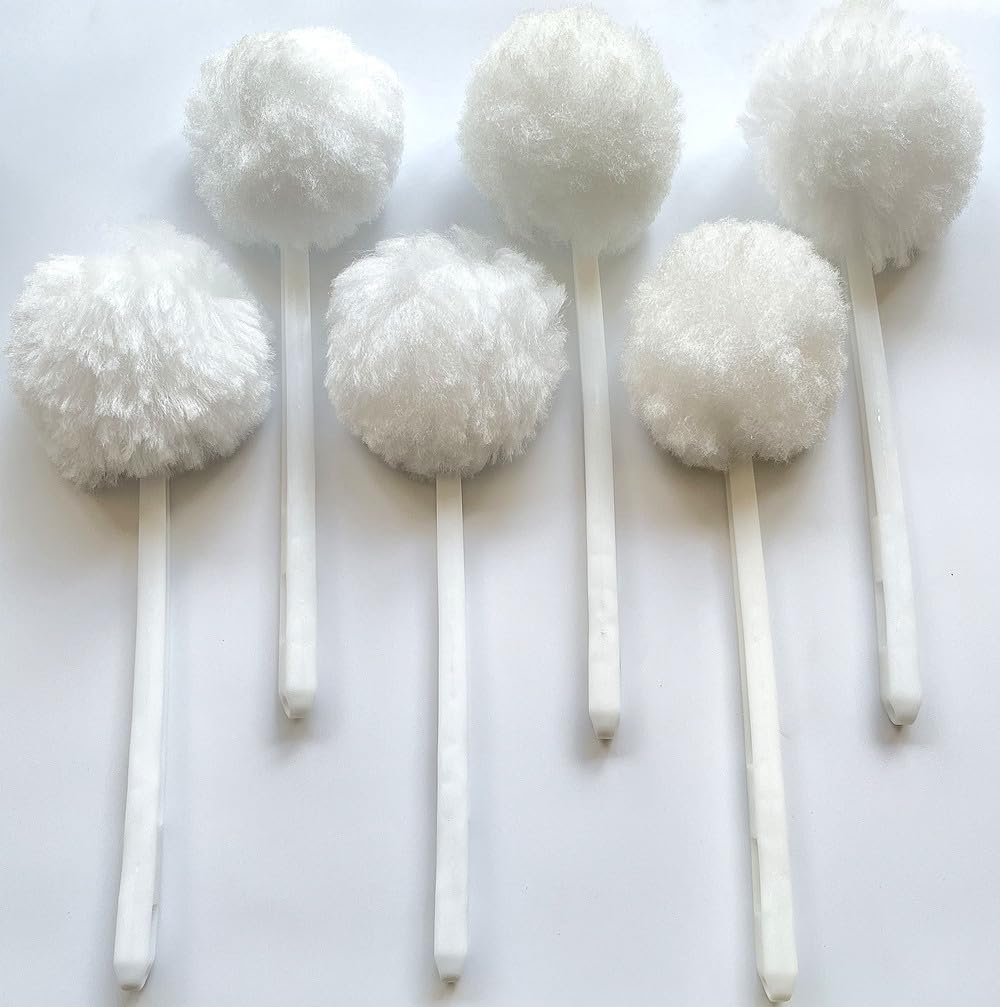 Bowl Brush Toilet Cleaning Brush Set Soft Polyester Head 15x5 inches White (4PacK)