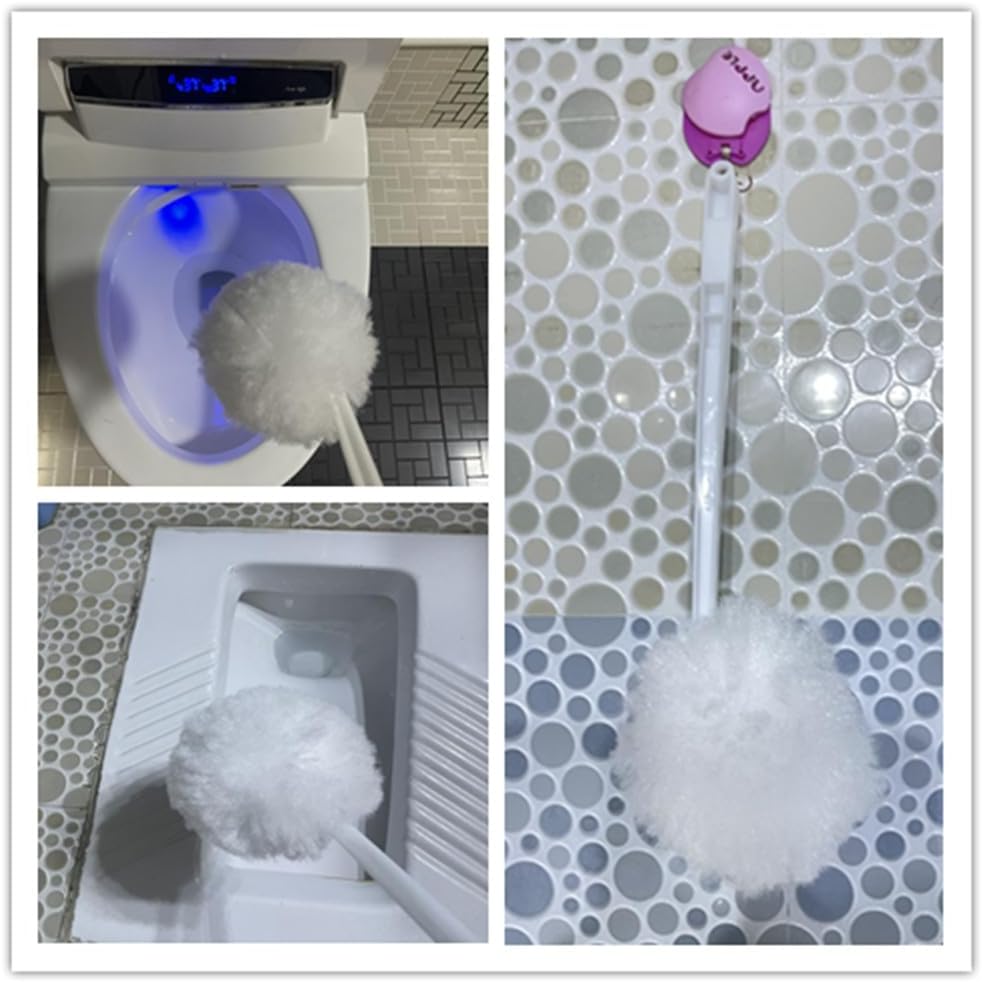 Bowl Brush Toilet Cleaning Brush Set Soft Polyester Head 15x5 inches White (4PacK)
