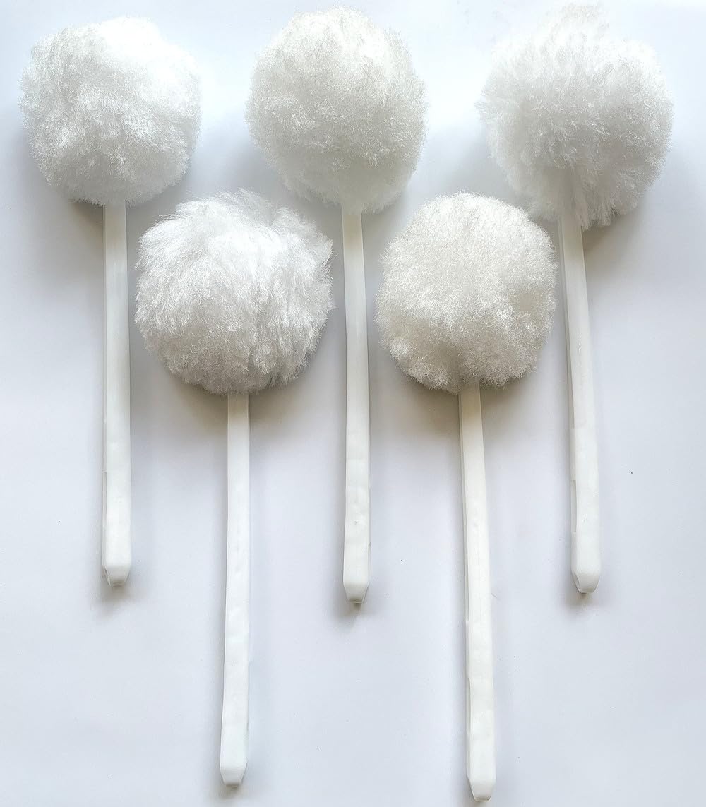 Bowl Brush Toilet Cleaning Brush Set Soft Polyester Head 15x5 inches White (4PacK)