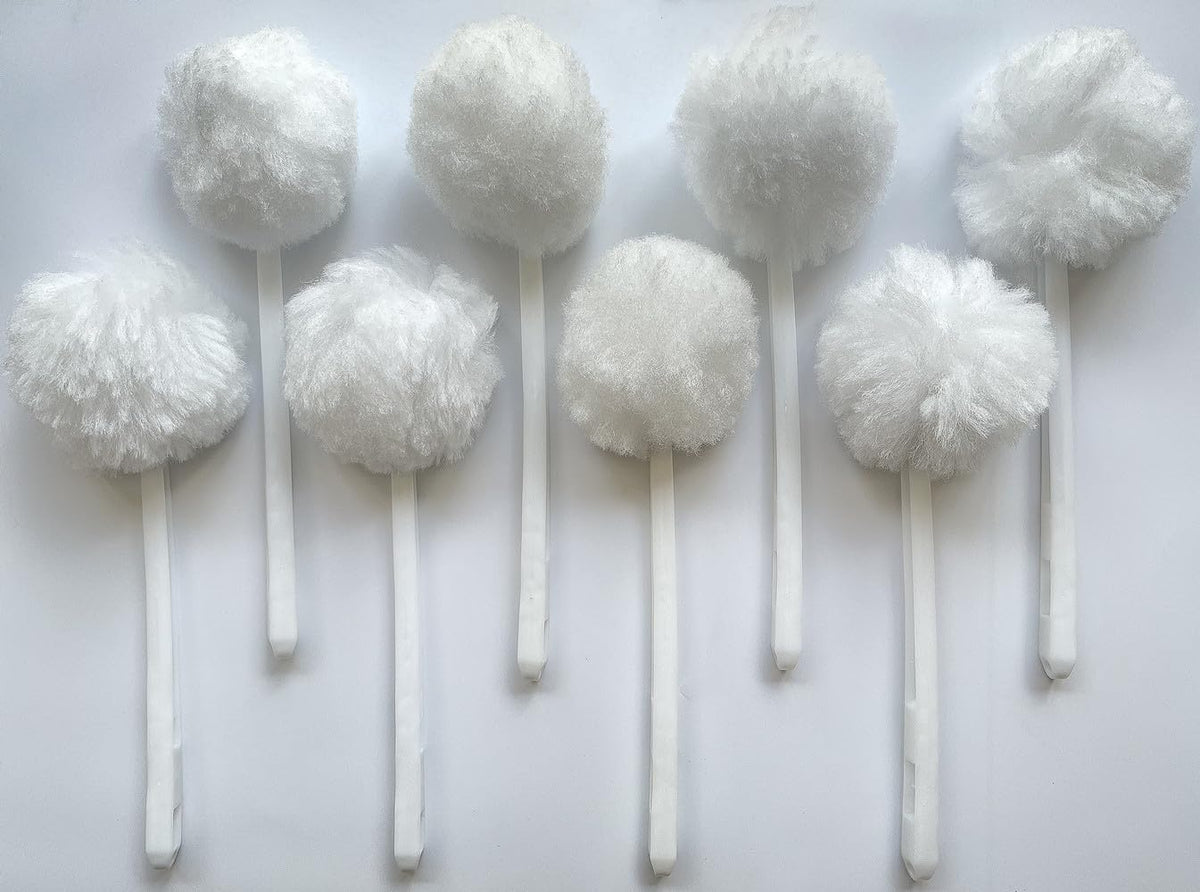 Bowl Brush Toilet Cleaning Brush Set Soft Polyester Head 15x5 inches White (4PacK)