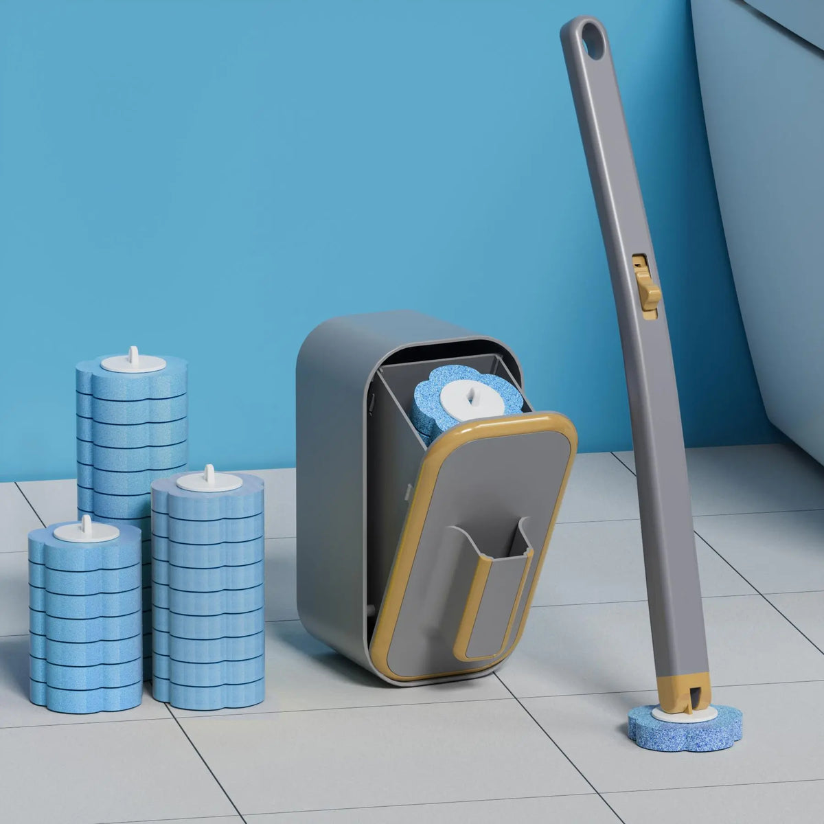 Wall Mounted Toilet Brush Set, 1 Set Toilet Bowl Brush and Holder with 24/48/72pcs Disposable Replacement Brush Head, Toilet Scrubber Brush, Bathroom Cleaning Tool, House Cleaning Tools, Toilet Cleaning System, Toilet Brush Kit