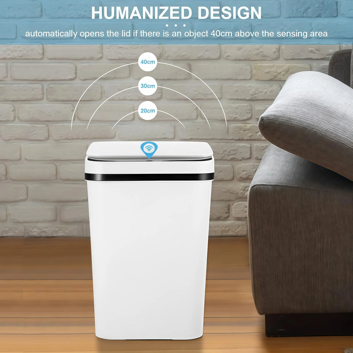 1 Pack Motion Sensor Touchless Automatic Trash Can with Lid - 2.2 Gal Slim Fit Durable IPX5 Waterproof ABS Plastic Bin, 9.25''L×6.1''W×12.5''H Easy to Maintain Multi Functional Small Waste Container for Kitchen/Bathroom Home Supplies, Sensor Trash,sohochi