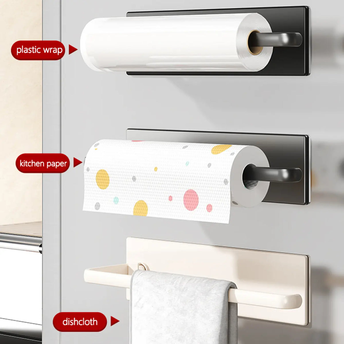 Multifunctional Kitchen Paper Towel Holder, Magnetic Self-Adhesive Wall Mount, Easy Installation, Modern Design, Kitchen Storage Accessories, Tissue Holder