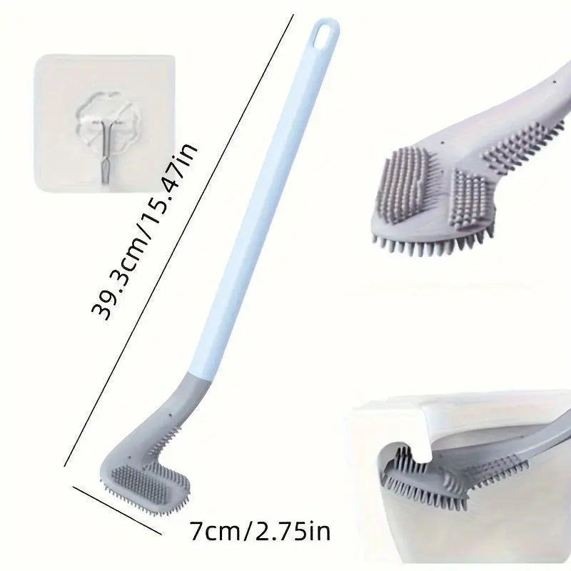 1pc Flexible Toilet Brush with Long Handle And 360 Degree Rotation - Wall Mounted Design for Easy And Effective Bathroom Cleaning