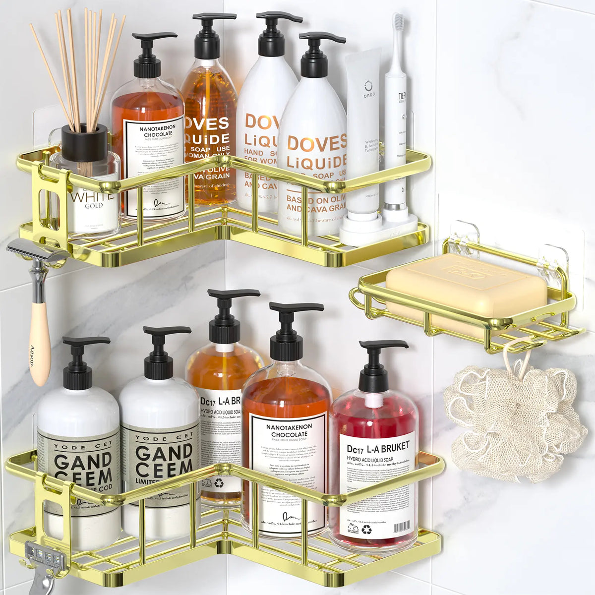 ZUZZEE 3-Count Metal Shower Organizer - Punch-Free, Removable, Waterproof, Wall-Mounted, Adjustable Black Round Hollow Drain Bathroom Corner Shelves, Eco-Friendly Bath Storage, Soap Holder, Modern Home Decor, Apartment Essentials Gift, Bathroom Decor,soho