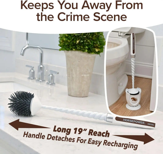 Horsepower Unicorn Cordless Motorized Spin Electric Toilet Brush, 360° Flexible Silicone Bristles, Rechargeable ABS Body, 360 degree cleaning power, faster bathroom cleaning, no scrubbing, Stain & Residue Eliminator, Durable AS-SEEN-ON-TV Bathroom Supply