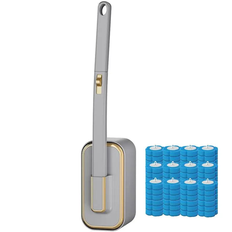 Wall Mounted Toilet Brush Set, 1 Set Toilet Bowl Brush and Holder with 24/48/72pcs Disposable Replacement Brush Head, Toilet Scrubber Brush, Bathroom Cleaning Tool, House Cleaning Tools, Toilet Cleaning System, Toilet Brush Kit
