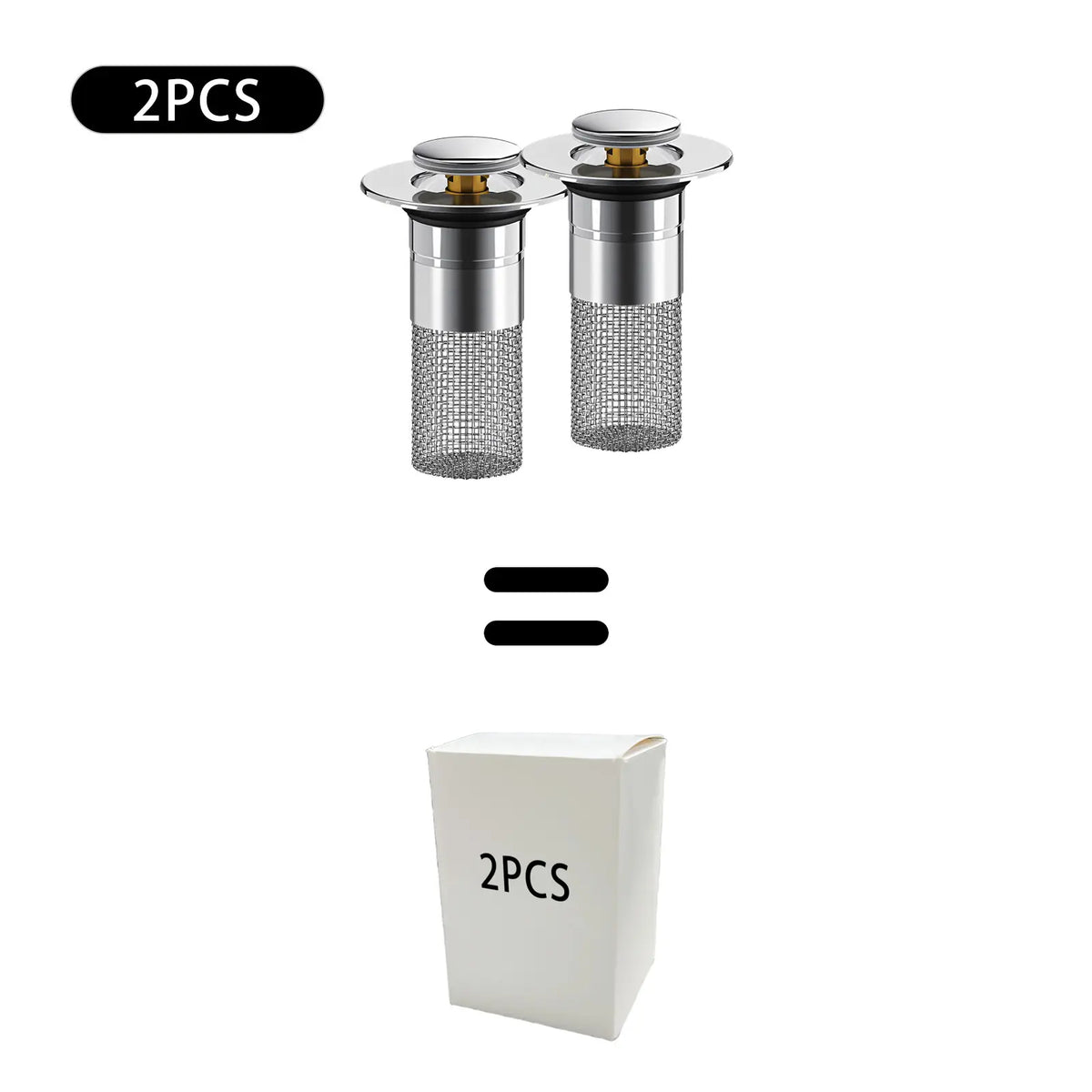 PASSBYE Adjustable Universal-Fit Pop-Up Drain Filter Stopper Hair Catcher with Removable Stainless Steel Basket, Anti-Clog Bathroom Gadgets with Adhesive Tape for Sink Cleaning