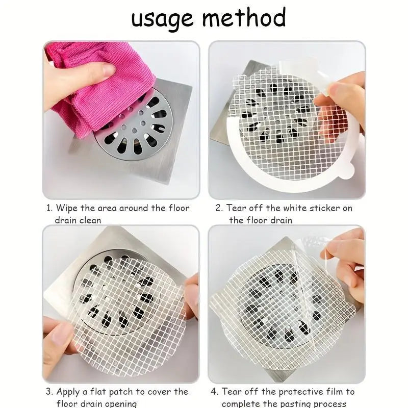 10/20pcs Disposable Shower Drain Hair Catcher Cover Bathroom Sewer Sink Drain Hair Strainer Stopper Bathtubs Mesh Filter Sticker Bathroom Necessities Bathroom Accessory Restroom Accessories