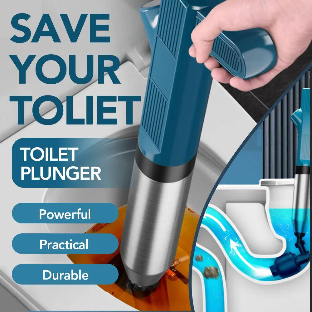 Tormida Stainless Steel Toilet Plunger Kit with Shock Brush - High Pressure Air Durable Drain Cleaner, Clog Remover for Bathroom Shower Equipment, Essential Household Cleaning Tool