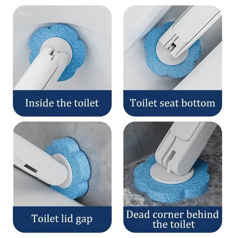 Household Disposable Toilet Brush Cleaner Set - ABS Plastic Extended Wand, Replaceable Refills, Ocean Fresh Scent, Blue Holder, Anti-Fouling for Hard-to-Reach Deep Bathroom Cleaning, Households Supplies