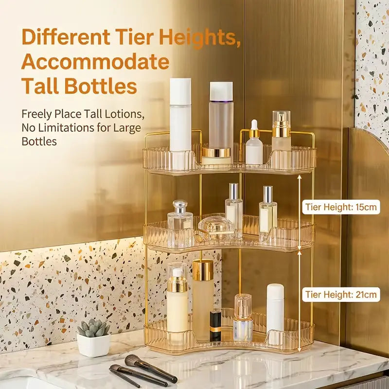 Plastic Freestanding Corner Rack - 2-Tier/3-Tier Compact Bath Storage Holder, Small-Space Hero Home Organizer for Bathroom, Kitchen (Single Unit, Durable, Lightweight)
