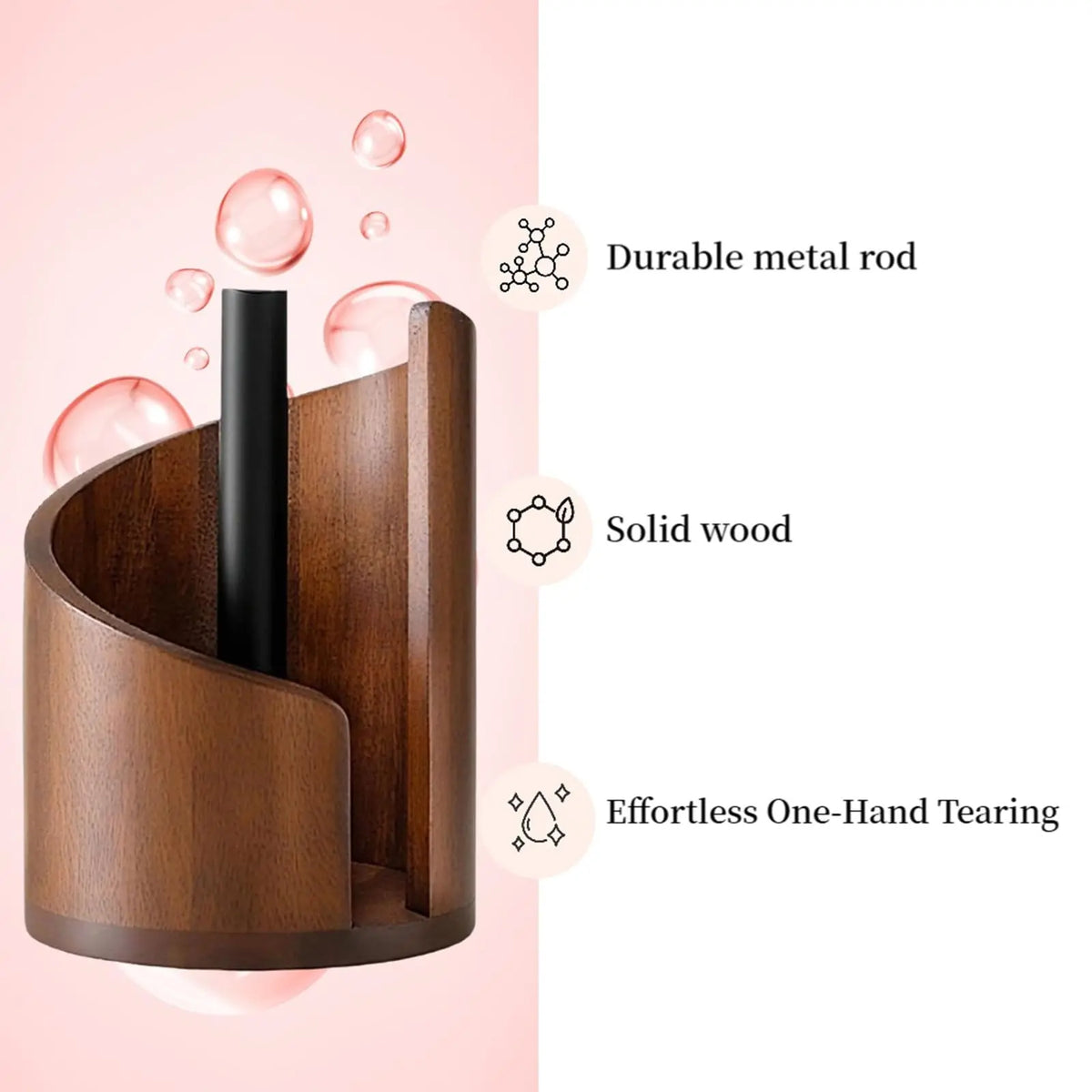 Mountain Shape Paper Box Holder with Mango Wood Round Base and Iron Stand, Wooden Face Paper Organizer, Fits Super Long Rolls, Easy Tear, Living Room & Kitchen, Tissue Holder, Bathroom Organizing Accessories, Bathroom Organizers, Bathroom Accessory
