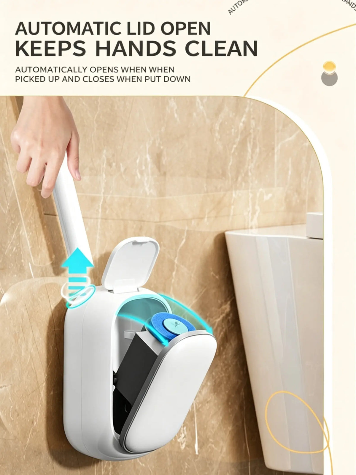 CL Zone Disposable Toilet Brush Kit - 35/14 Refill Heads & Holder, Rotating No-Touch Deep Cleaner for Under-Rim & Corner, Bathroom Cleaning Tool for Home, RV wand holder