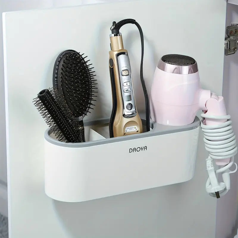 1Pcs Hair Dryer Holder - Bathroom Hair Tool Organizer, Bathroom Organizing Accessories, Hair Dryer Holder Inside Cabinet Door, Storage Rack For Curling Iron, Straightener & Styling Tools, Bathroom Gadgets