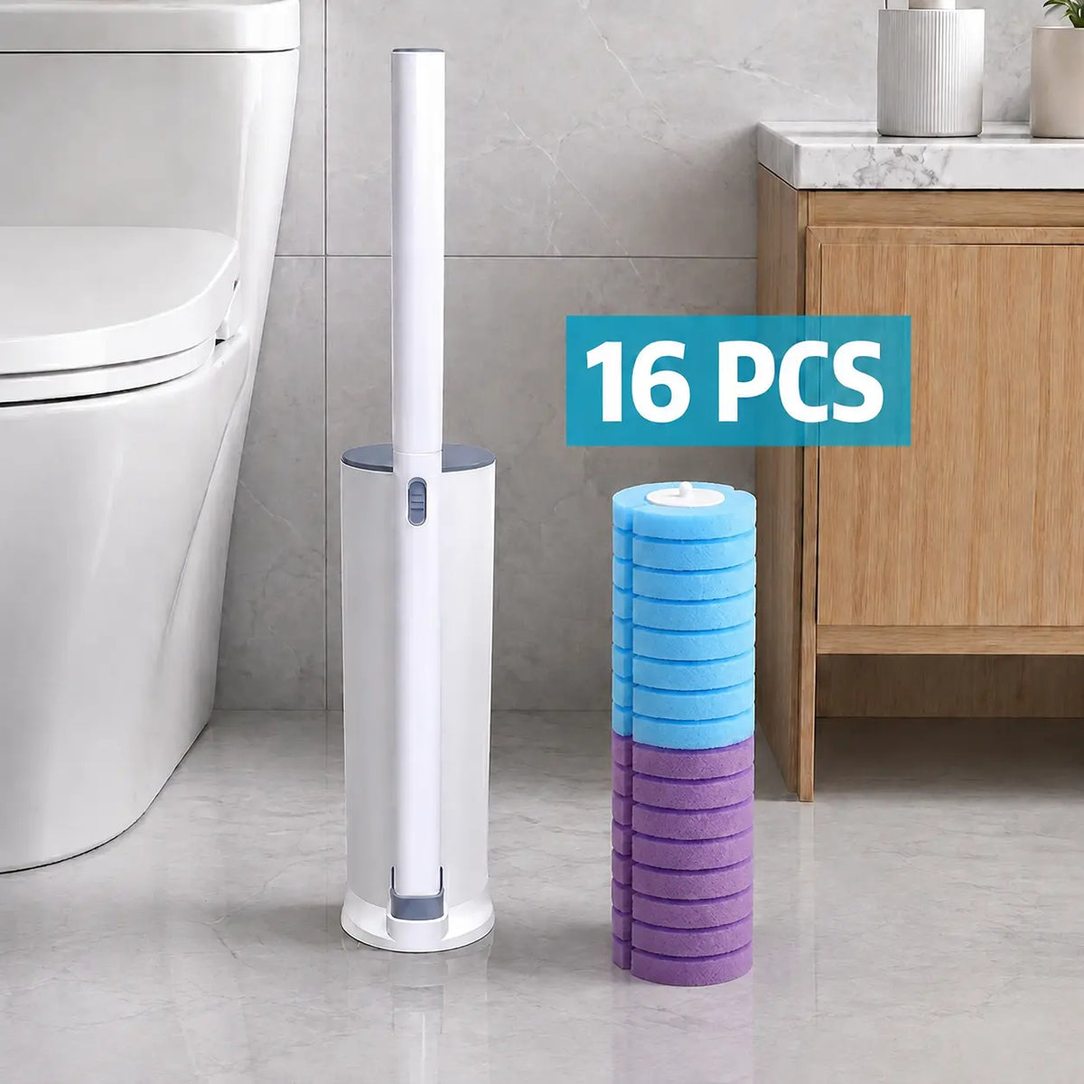 Disposable Toilet Brush Set – Toilet Bowl Cleaner with Holder, 32 Refills for Deep Cleaning & Hygienic Bathroom Care