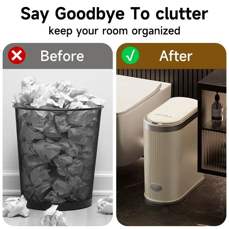 UFORU 12L Smart Trash Can - Automatic Touchless Plastic Bin with Motion Sensor, 1-Touch Open-Close, Touchless Toss, Smallspace Fit for Kitchen/Bath Home Decor & Cleaning Needs