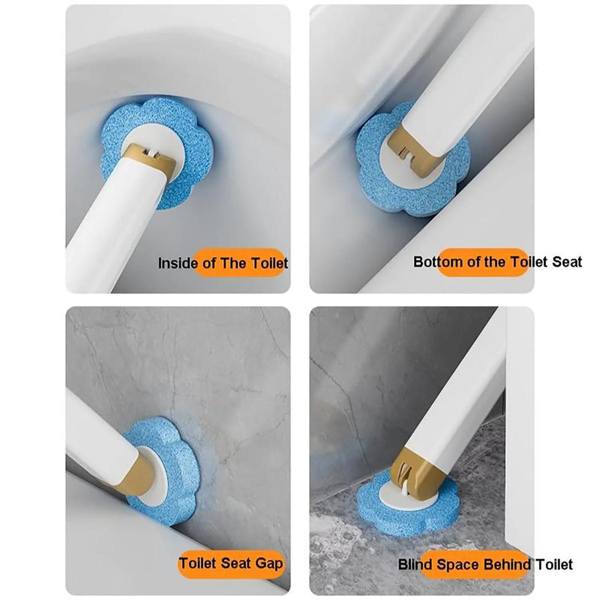 Wall Mounted Toilet Brush Set, 1 Set Toilet Brush with 18Disposable Replacement Brush Head & Holder, Bathroom Cleaning Tool Kit