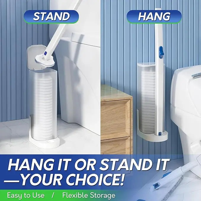 Disposable Toilet Cleaning System – Brush with Holder & 12 Refill Heads for Easy Bathroom Maintenance