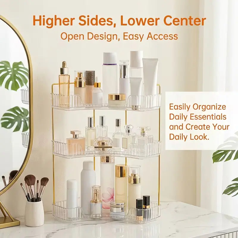 Plastic Freestanding Corner Rack - 2-Tier/3-Tier Compact Bath Storage Holder, Small-Space Hero Home Organizer for Bathroom, Kitchen (Single Unit, Durable, Lightweight)