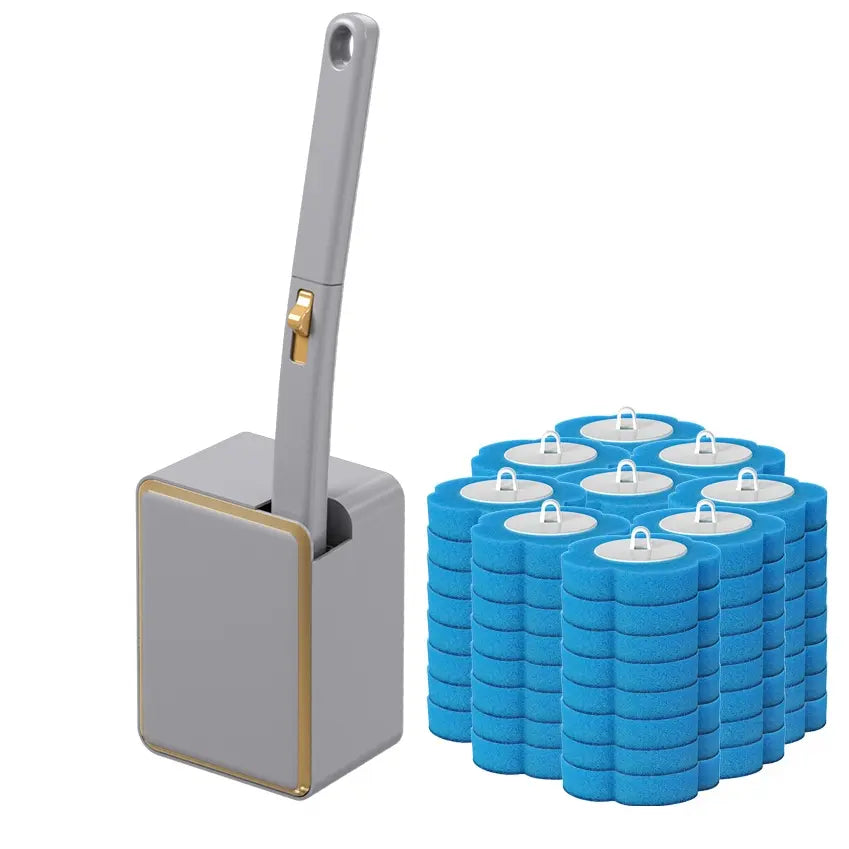 Wall-Mounted Toilet Brush Set with Reusable Holder, Bathroom Cleaning Tool Including 24/48/72 Disposable Replacement Brush Heads