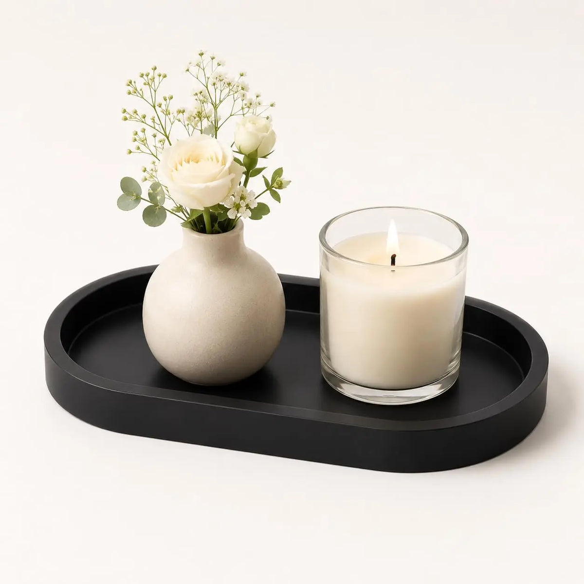 Glam 1-Pack 12 in Thick Black Plastic DIY Painting Tray - Multi-Use Tray for Bathroom Organization, Decorative Storage on Counter Vanity