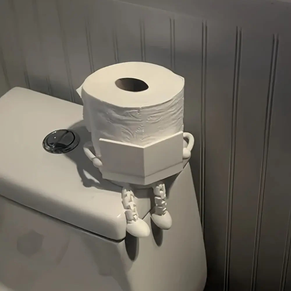 Fun Toilet Paper Holder, An amusing reading toilet paper holder, bathroom roll dispenser that combines practicality and artistry with movable joints. Suitable for any restroom, Funny Toilet Paper Holder