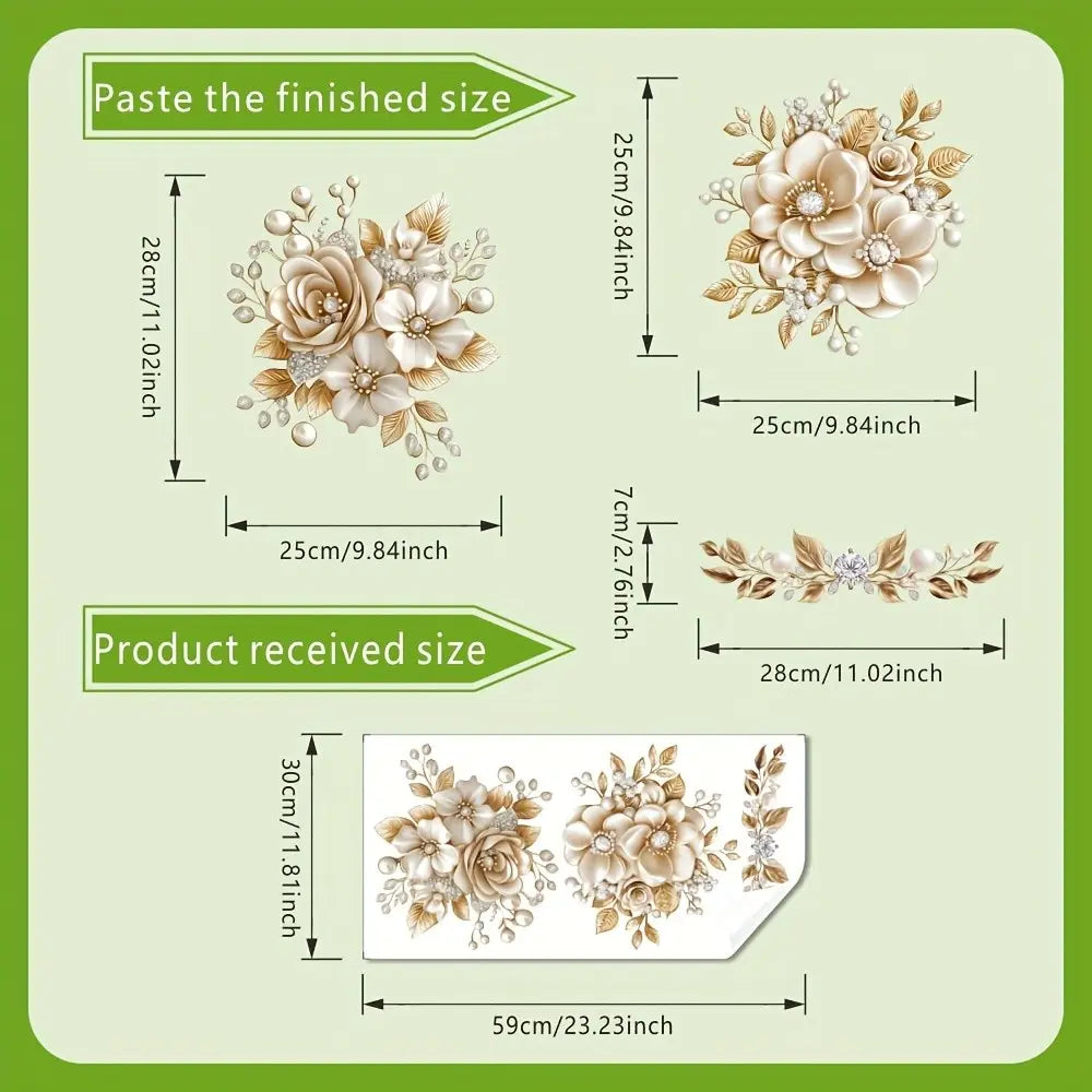 Luxurious Bathroom Toilet Sticker, Floral PVC Self-Adhesive Decorative Sticker, Semi-Matte Effect, Removable Fantasy Design, Bathroom Decoration Accessories, Bathroom House Decor